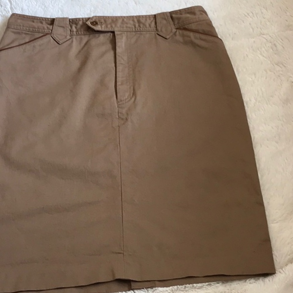 Lauren Ralph Lauren Khaki Brown Straight Midi Skirt